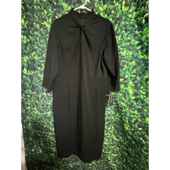 NWT Donna Morgan 3/4 Sleeve Twisted Neckline Sheath Dress - Black Size 16 - Picture 6 of 12